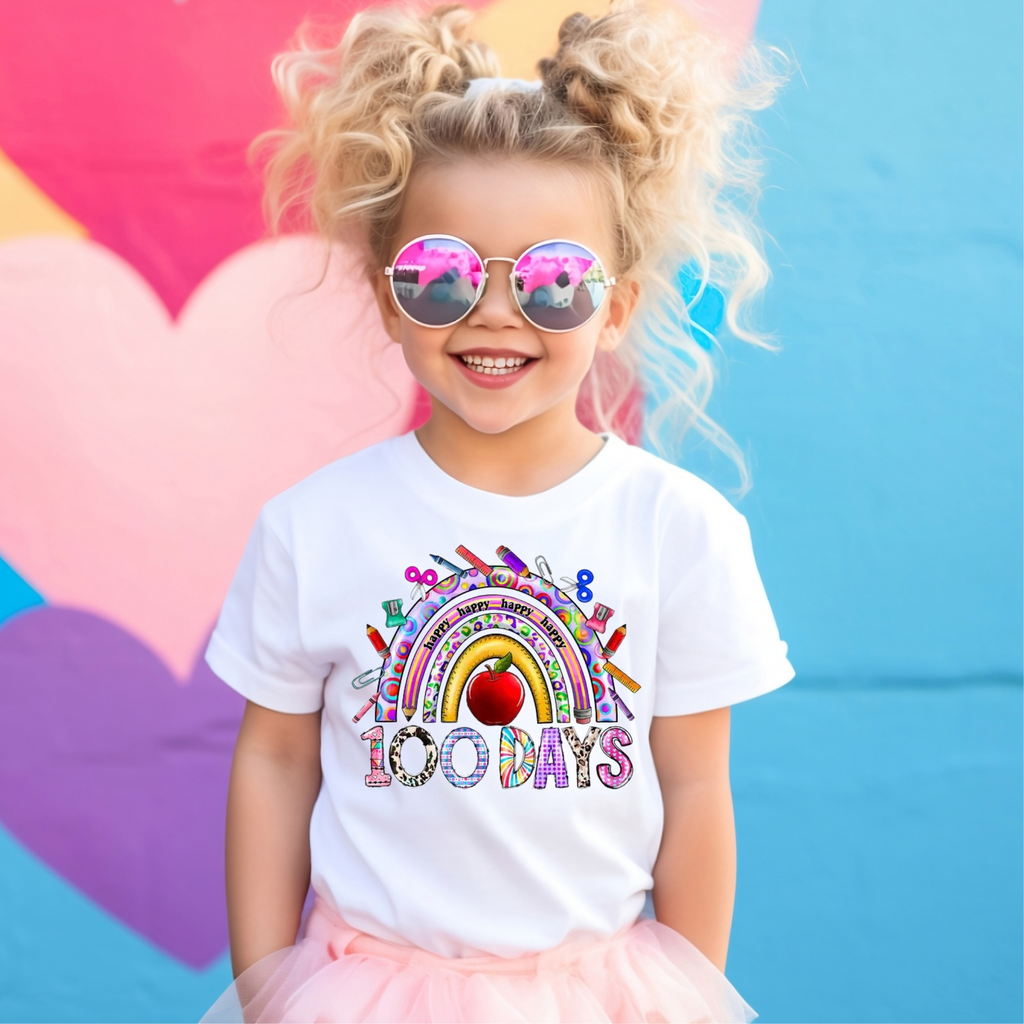 Kid's 100 Days Boho Rainbow t-shirt