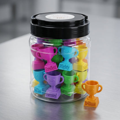 NEW!! Jar full of Champions - 30 Bright Colours Mini Trophies