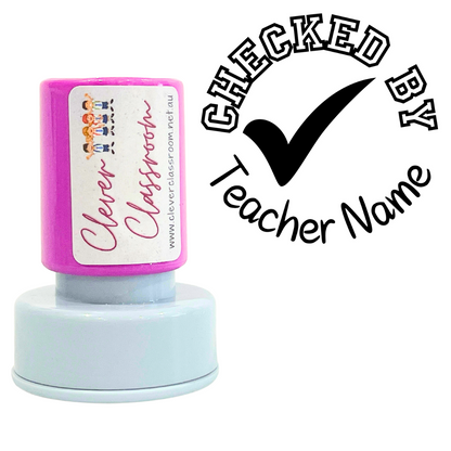 Checked By with Tick Teacher Stamp 30mm round