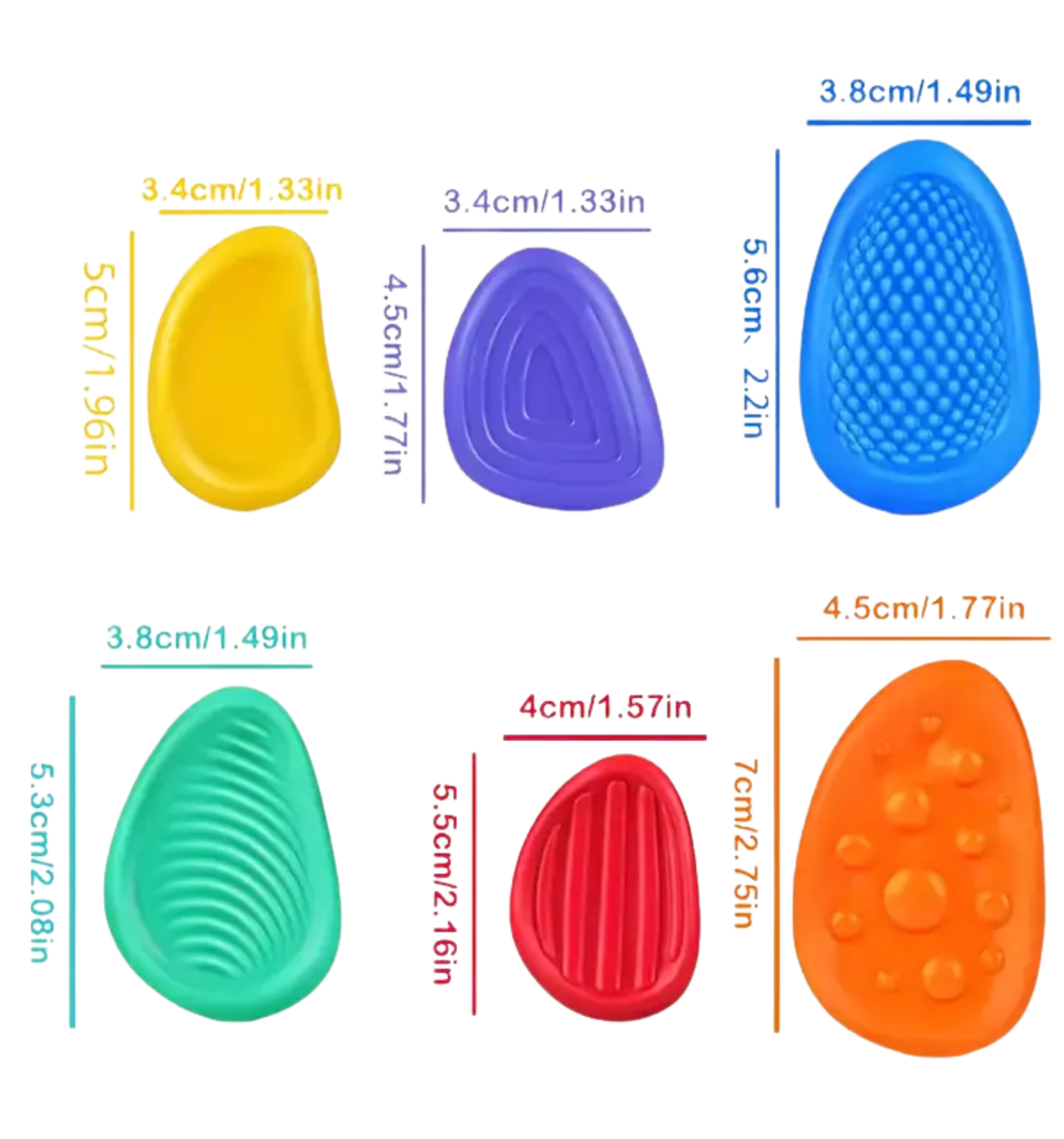 6 Pack of Sensory Silicone Worry Stones