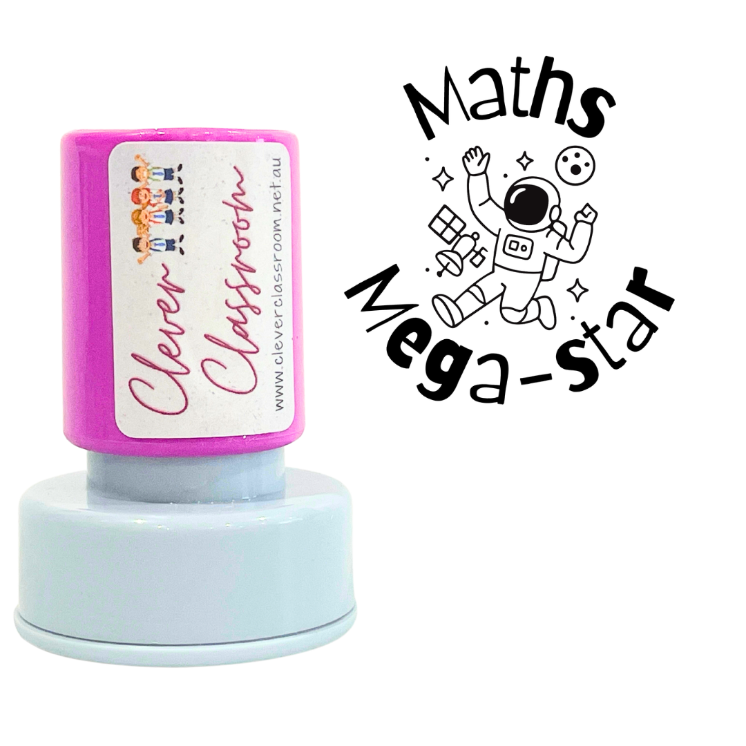 Maths Megastar Teacher Stamp 30mm round