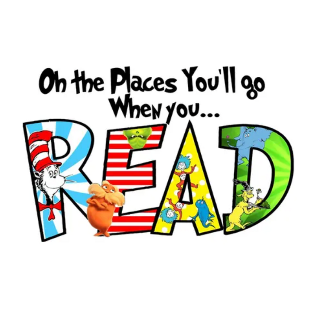 Teacher Gift - Oh the places you'll go when you read Bag reusable Calico Large