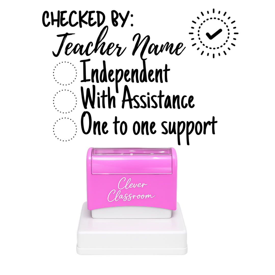 NEW! Checked by Personalised Checklist - Teacher Stamp - Rectangle 43 x 67mm