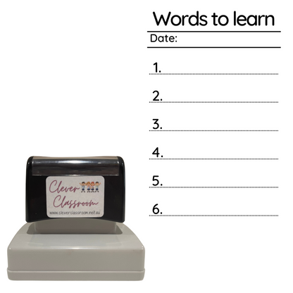 Words to Learn Stamp (6 words) - Rectangle 43 x 67mm
