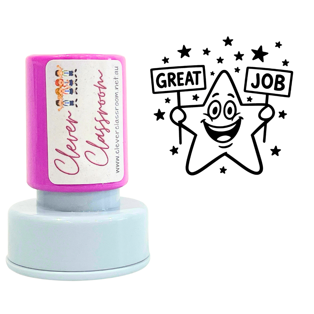Great Job Star Teacher Stamp 30mm round
