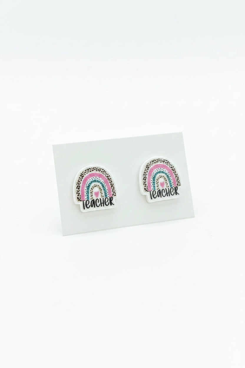 Teach Love Inspire Teacher Statement Stud Earrings