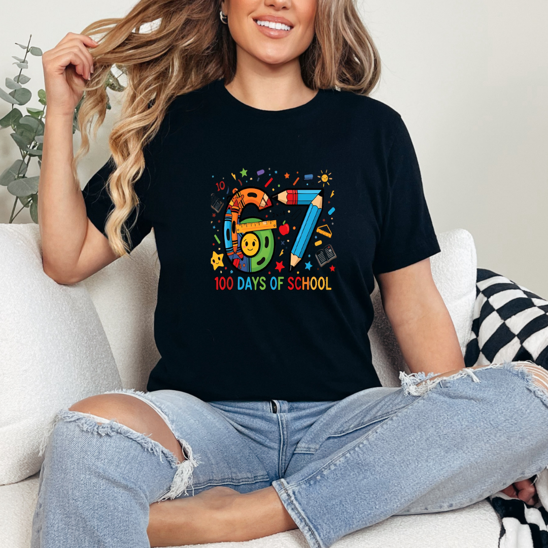 Teacher T-shirt - 100 Days - Six Seven 67
