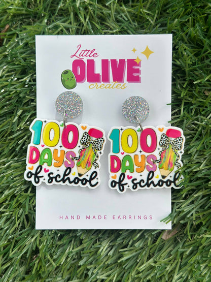 100 Days of School Dangle Earrings