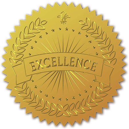 100 Pack Gold Foil Embossed EXCELLENCE NEW Stickers