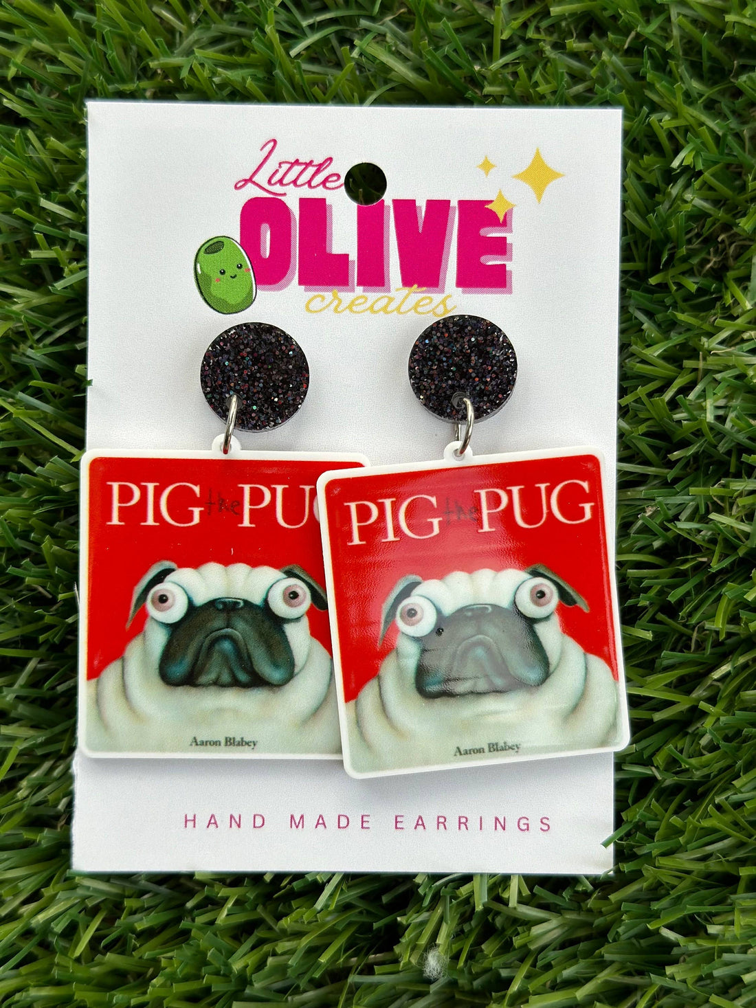 Pig the Pug Teacher Dangle Earrings
