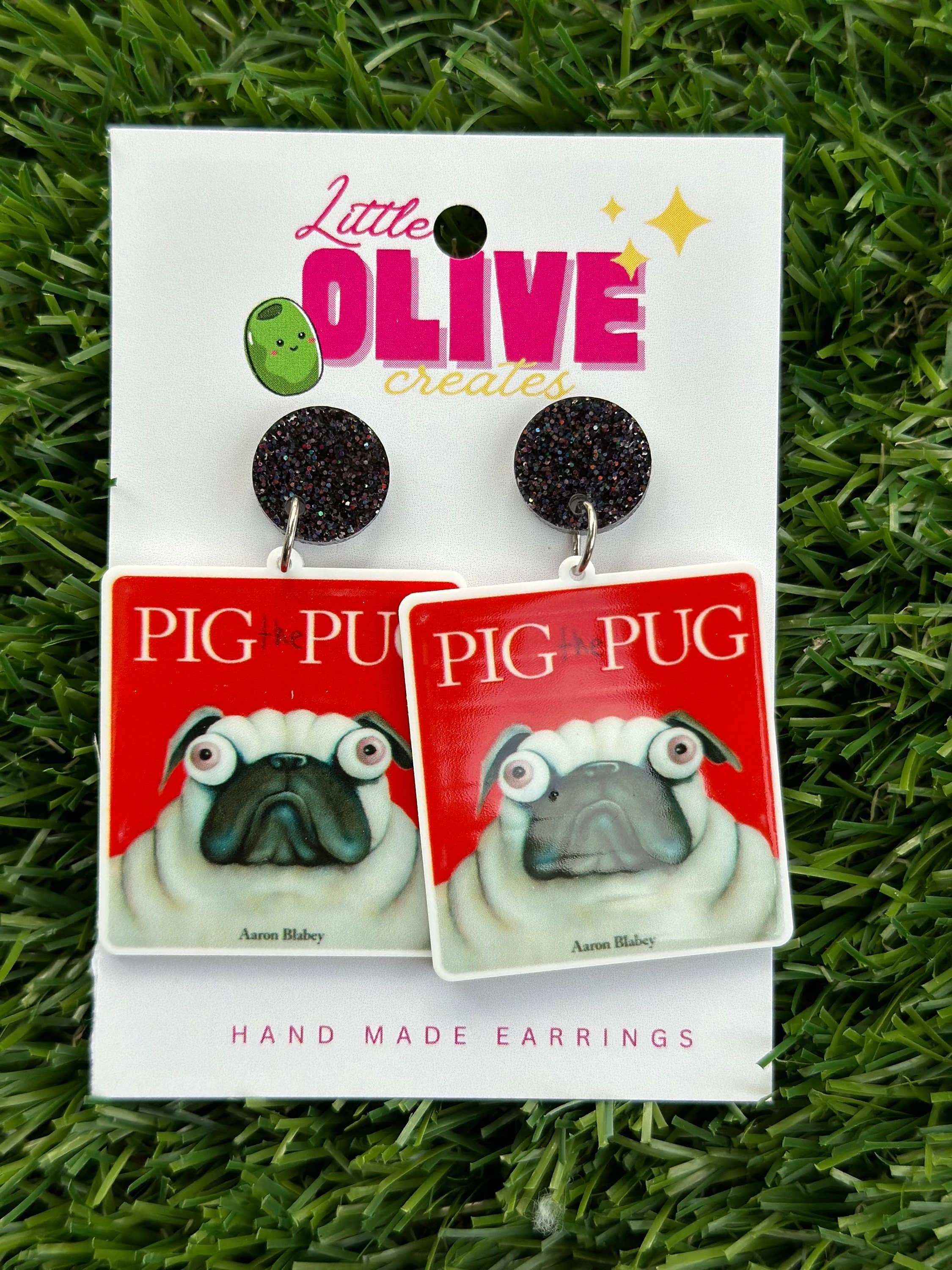 Pig the Pug Teacher Dangle Earrings