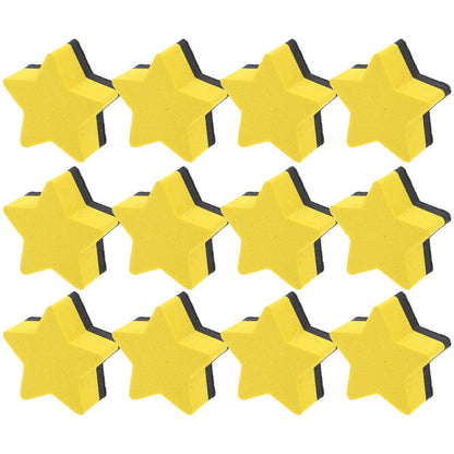 12 STARS Yellow Mini Magnetic Whiteboard Erasers