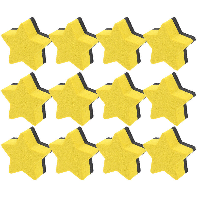 12 STARS Yellow Mini Magnetic Whiteboard Erasers