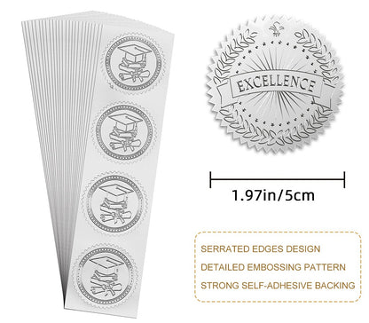 Silver Foil Embossed EXCELLENCE Stickers