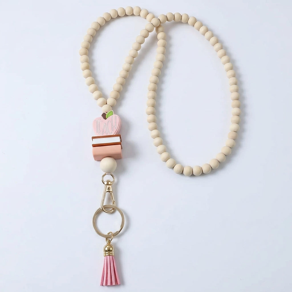 Teacher Lanyard Teach Apple Pink