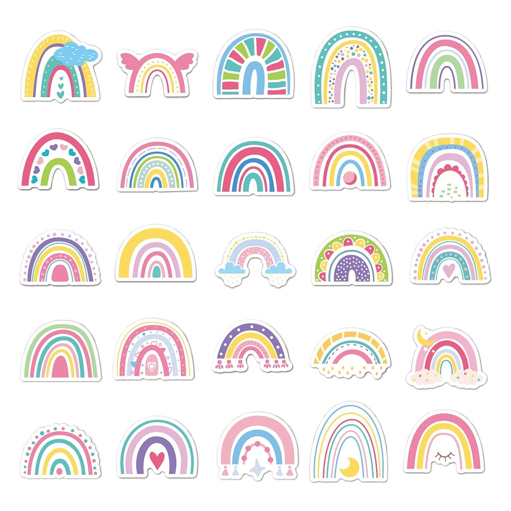 Pastel Boho Rainbows - Pack of 50 Stickers