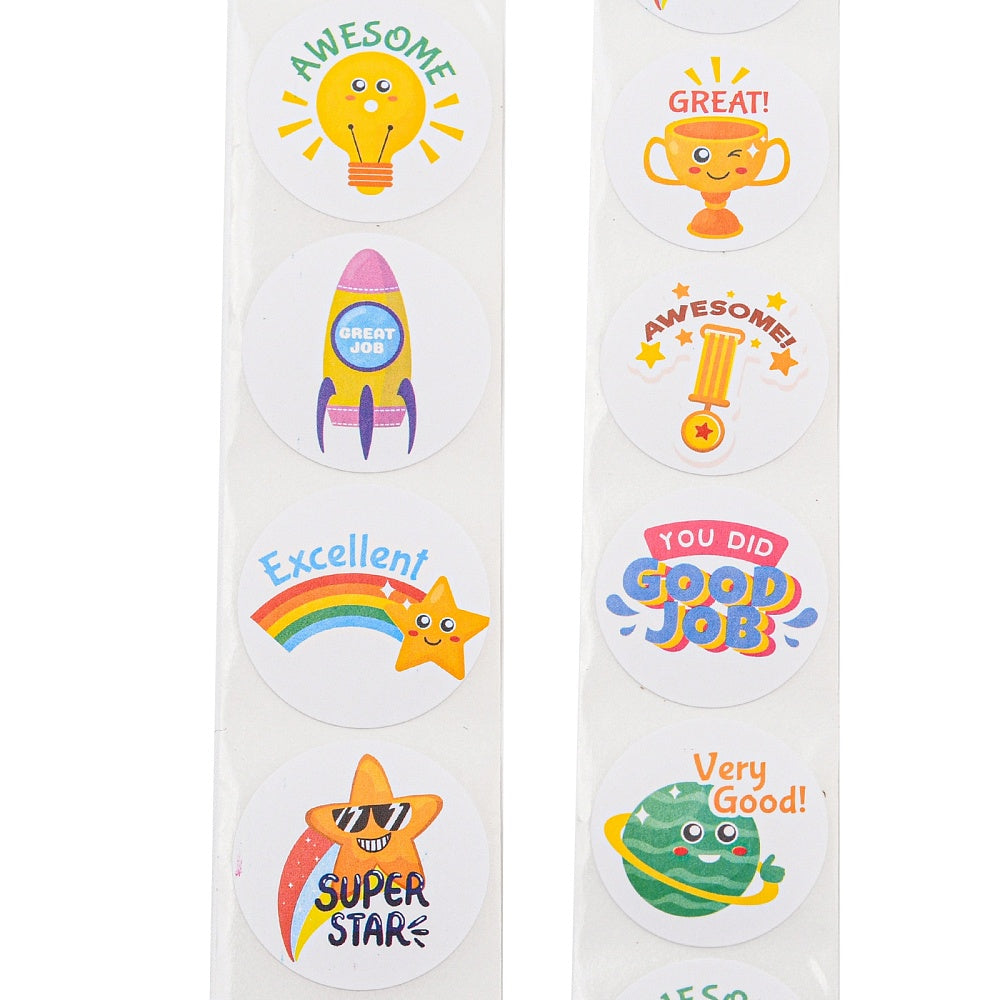 NEW!! Excellent ! Stickers 500 on a roll -  Colourful Teacher Merit Stickers
