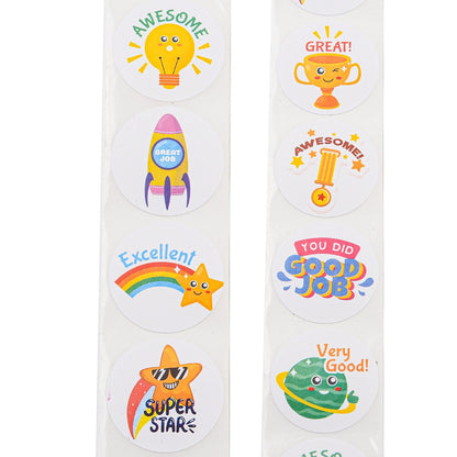 NEW!! Excellent ! Stickers 500 on a roll -  Colourful Teacher Merit Stickers