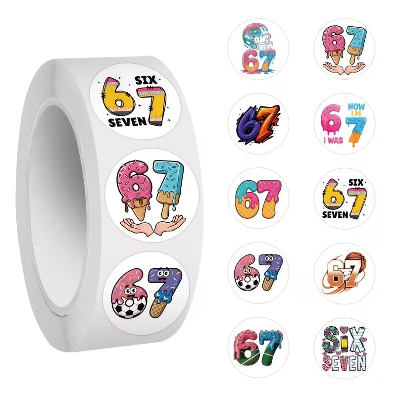 NEW! 6 7 Stickers 500 on a roll -  Colourful Teacher Merit Stickers