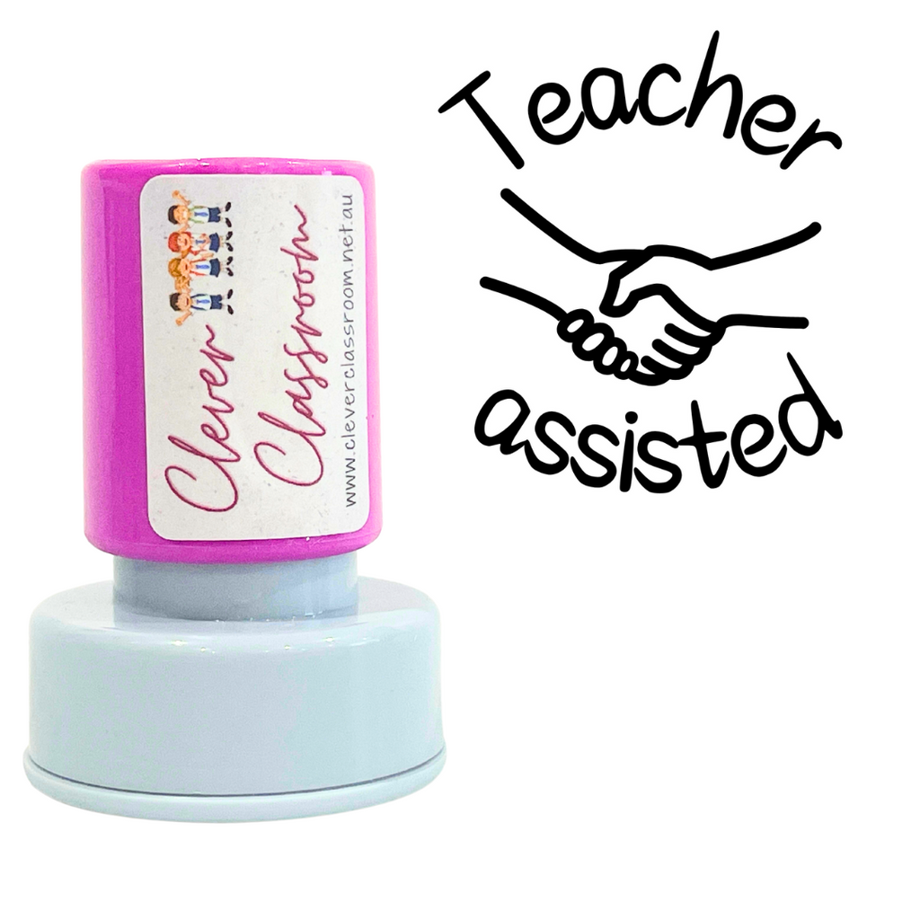 LARGE Teacher assisted Helping Hands Teacher Stamp Self-inking 30mm round