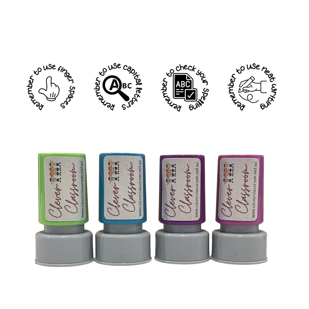 Stamp Set - 4 x LARGE Writing Feedback 2 Stamps 30mm round