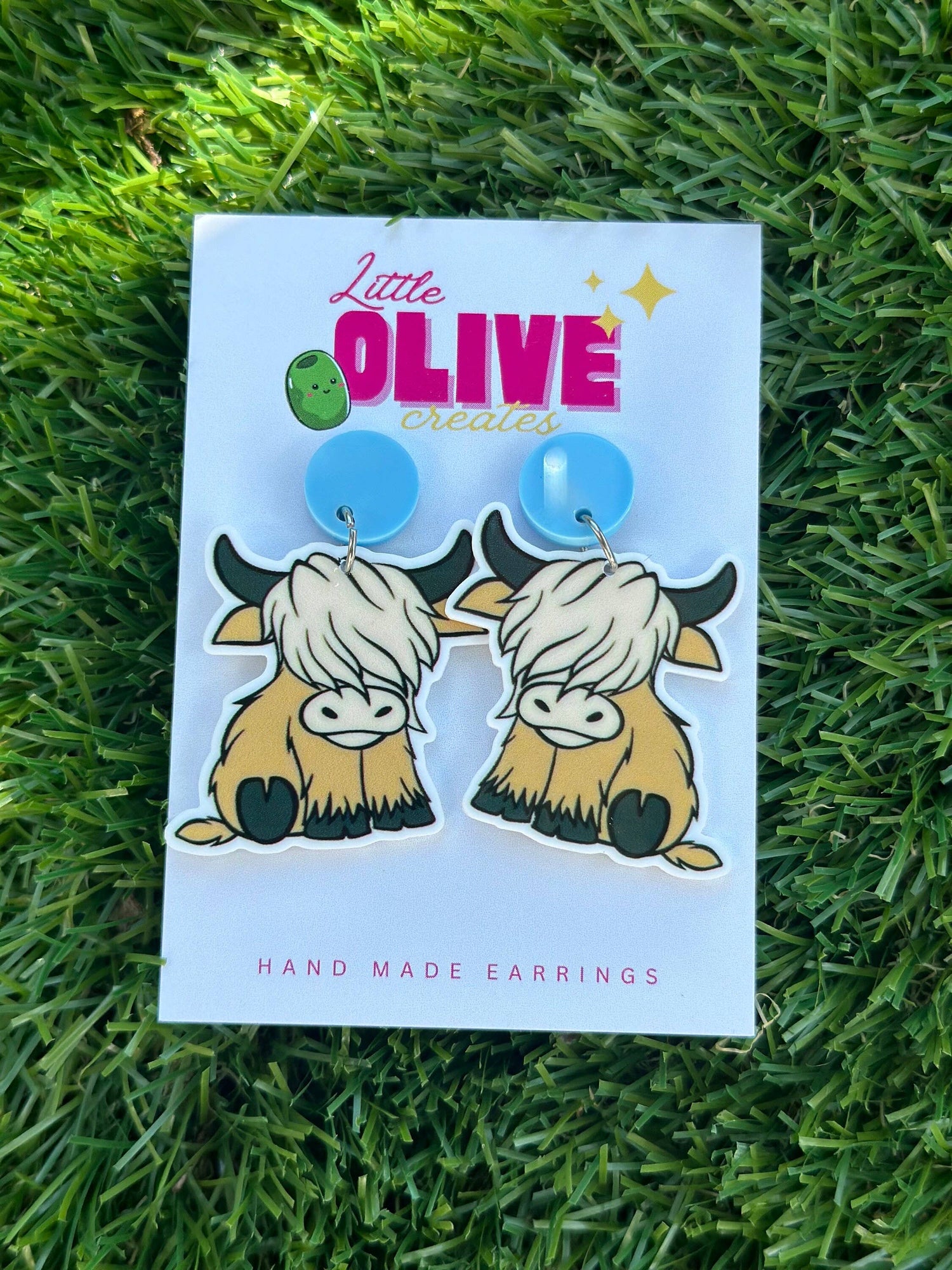 Fluffy Highland Cow Dangle Earrings