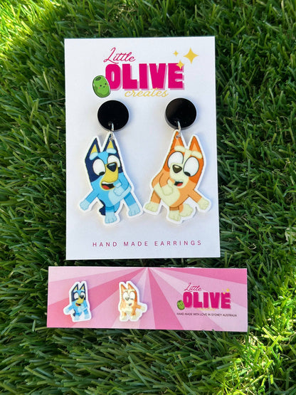 Bluey &amp; Bingo Flossing Dance Dangle Earrings