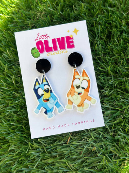 Bluey &amp; Bingo Flossing Dance Dangle Earrings