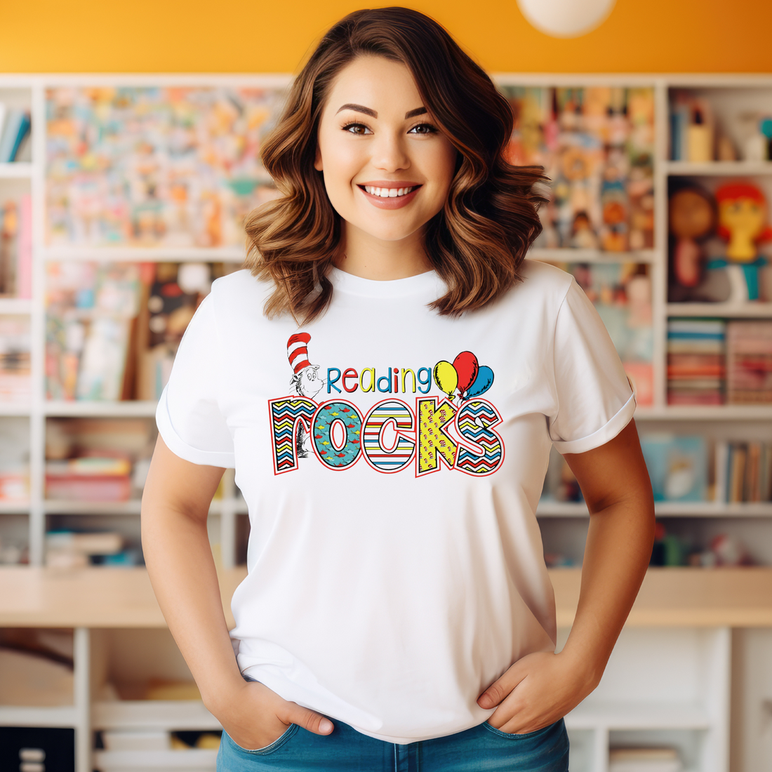 Reading Rocks Teacher T-shirt