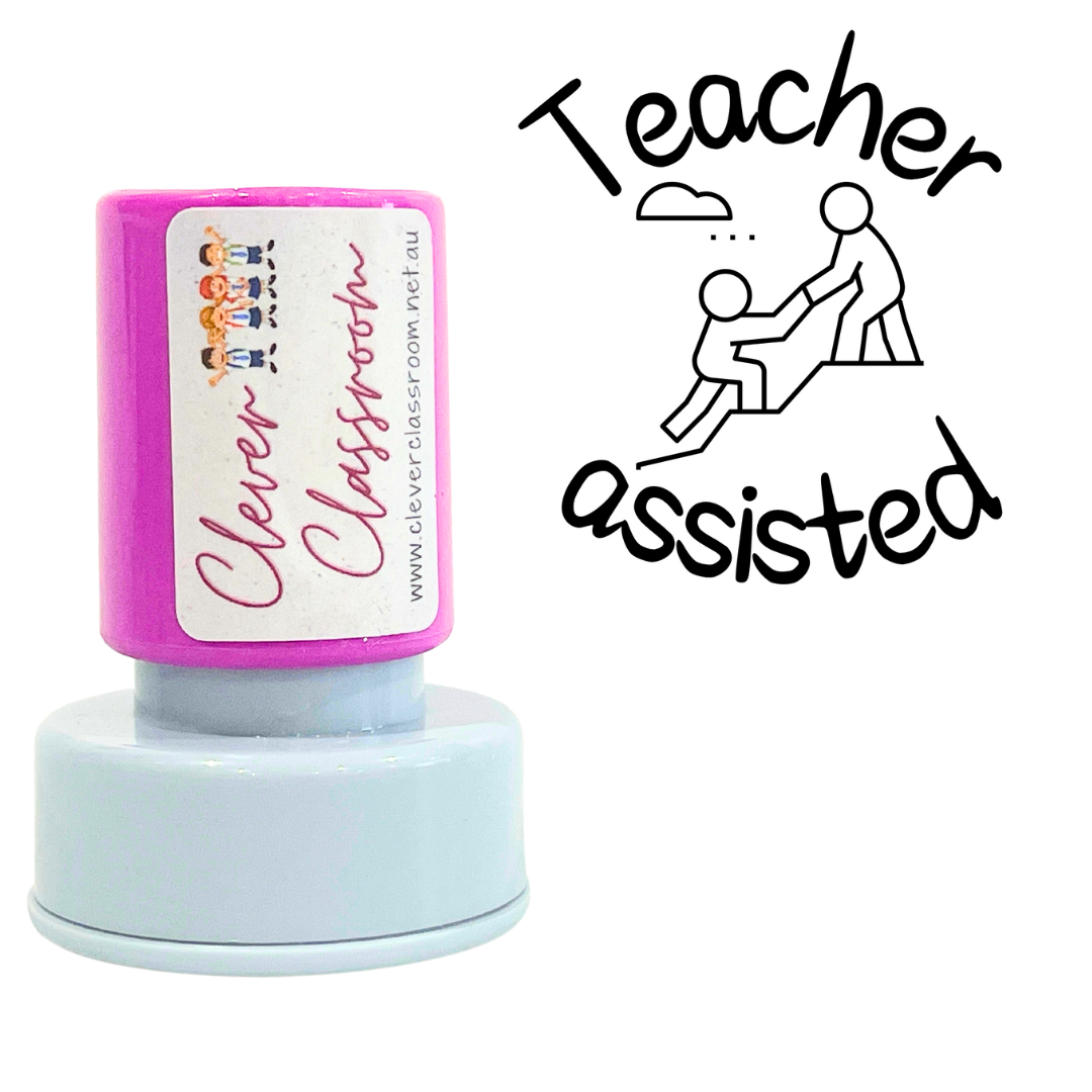 LARGE Teacher assisted Helping Hand Teacher Stamp 30mm round