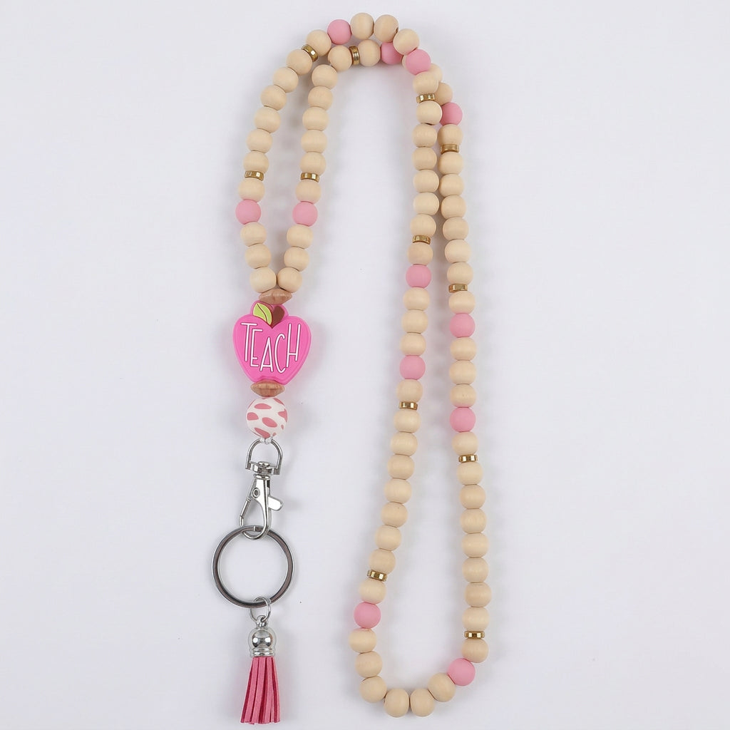 Teacher Lanyard Teach Apple Dark Pink