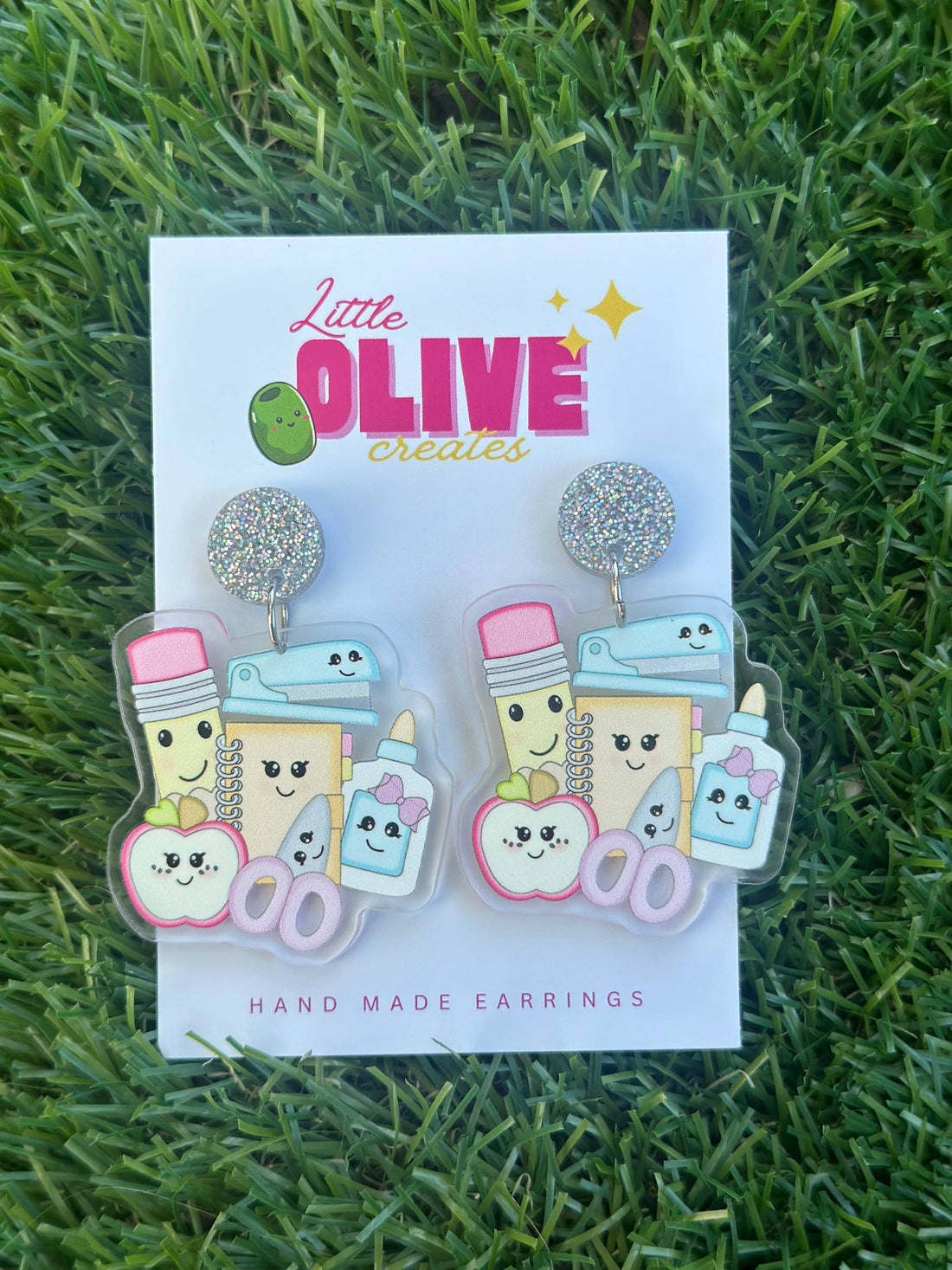 Cute Pencils and Stationery Dangle Earrings – Perfect for Teachers