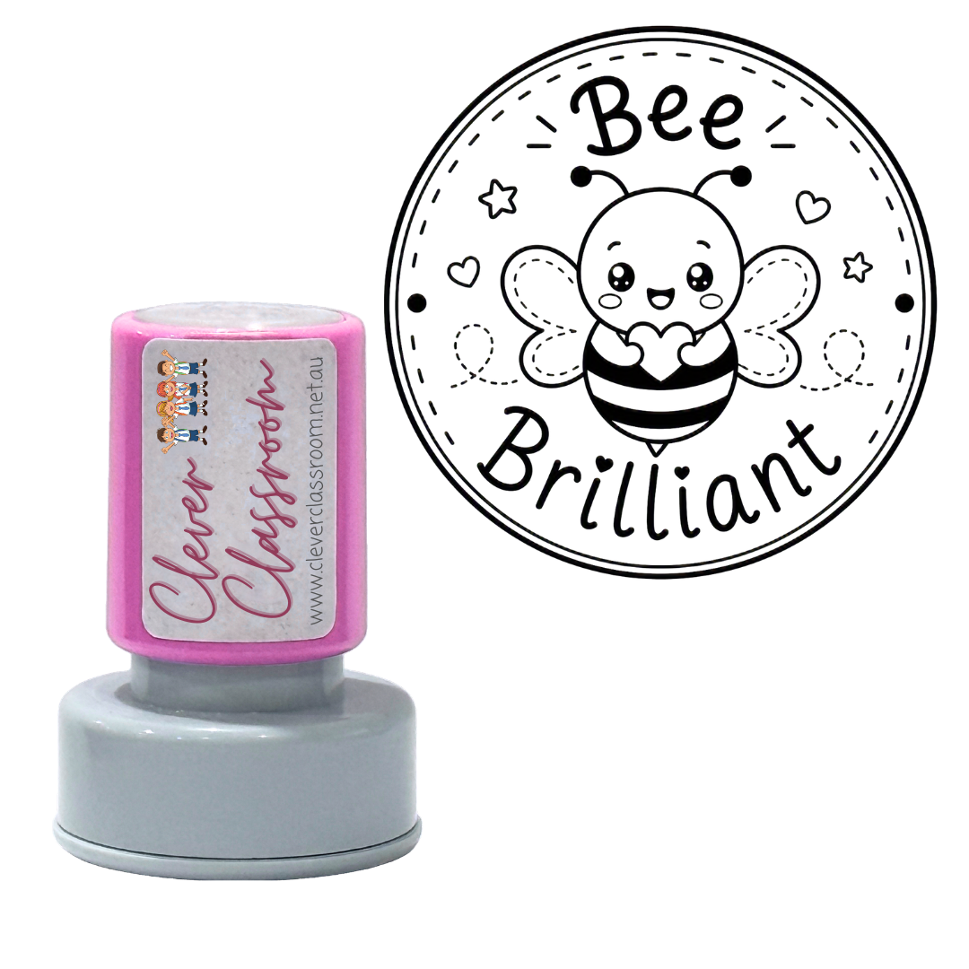 Bee Brilliant Teacher Stamp 30mm round
