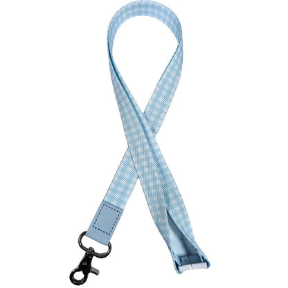 Pastel Blue Gingham Personalised Lanyard
