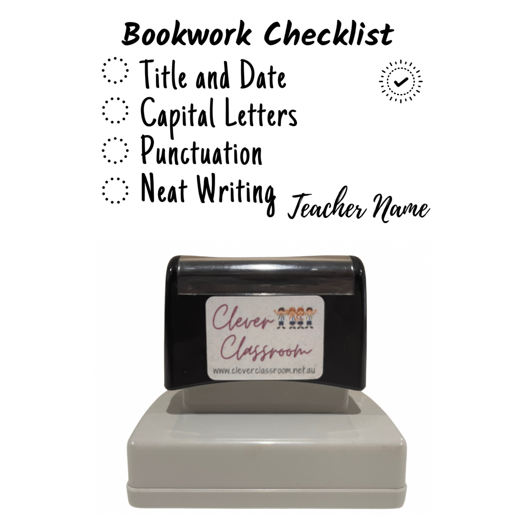 Bookwork Checklist Feedback Stamp - Rectangle 43 x 67mm