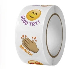 Bravo! Emoji 500 on a roll - Emoji Colourful Teacher Merit Stickers