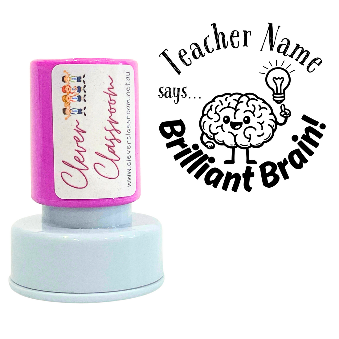 Brilliant Brain Personalised Teacher Stamp 30mm round