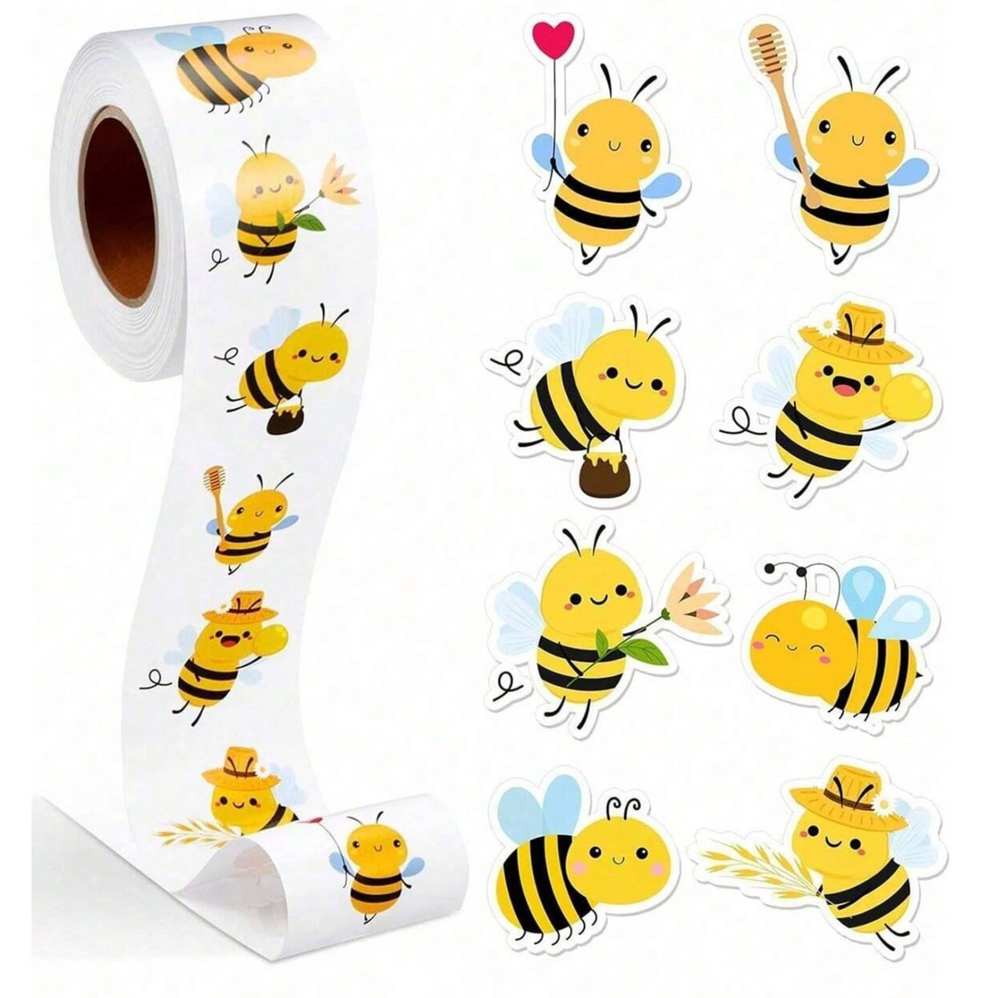 *Bumblebee Stickers 500 on a roll -  Colourful Teacher Merit Stickers