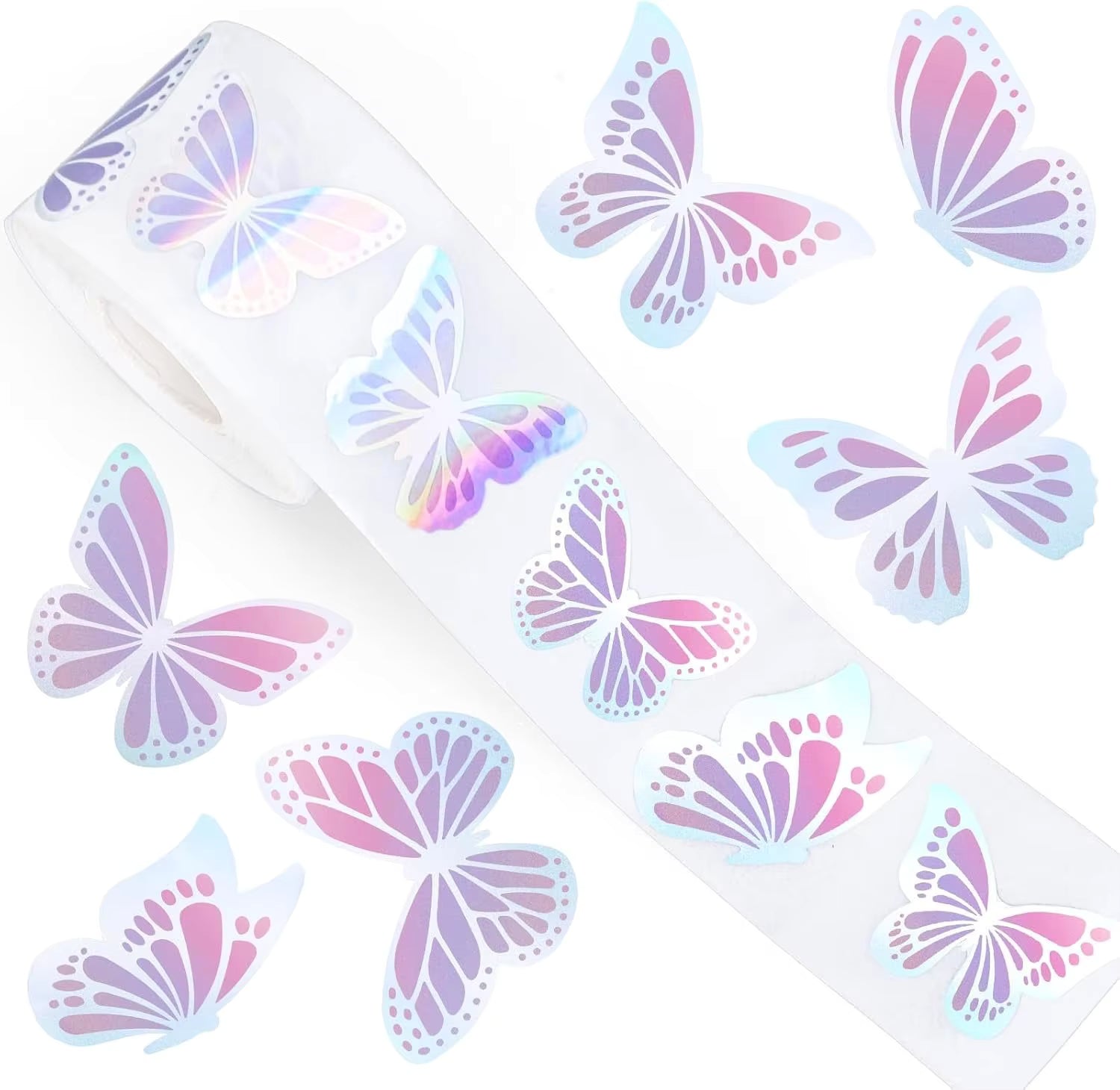 *Purple Butterfly Holographic Stickers 500 on a roll - Colourful Teacher Merit Stickers
