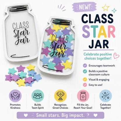 LARGE WHITE Class Star Jar with 50 Pastel Stars