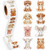 Roll of animal stickers with various cute animals on a white background