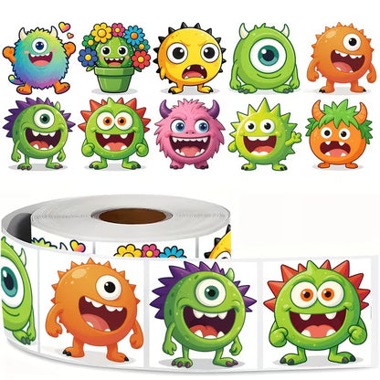 Cute Monsters 500 stickers on a roll
