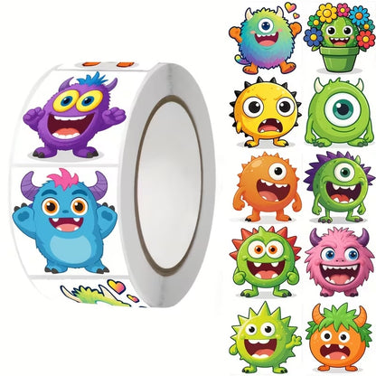 Cute Monsters 500 stickers on a roll