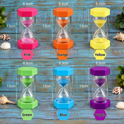NEW Set of 6 Large Sand Timers -  1 min, 2 min, 3 min, 5 min, 10 min, 15 min