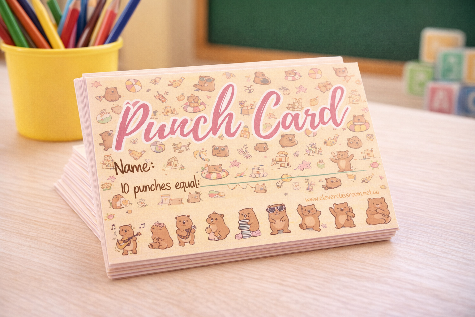 Capybara Punch Cards for Classroom rewards
