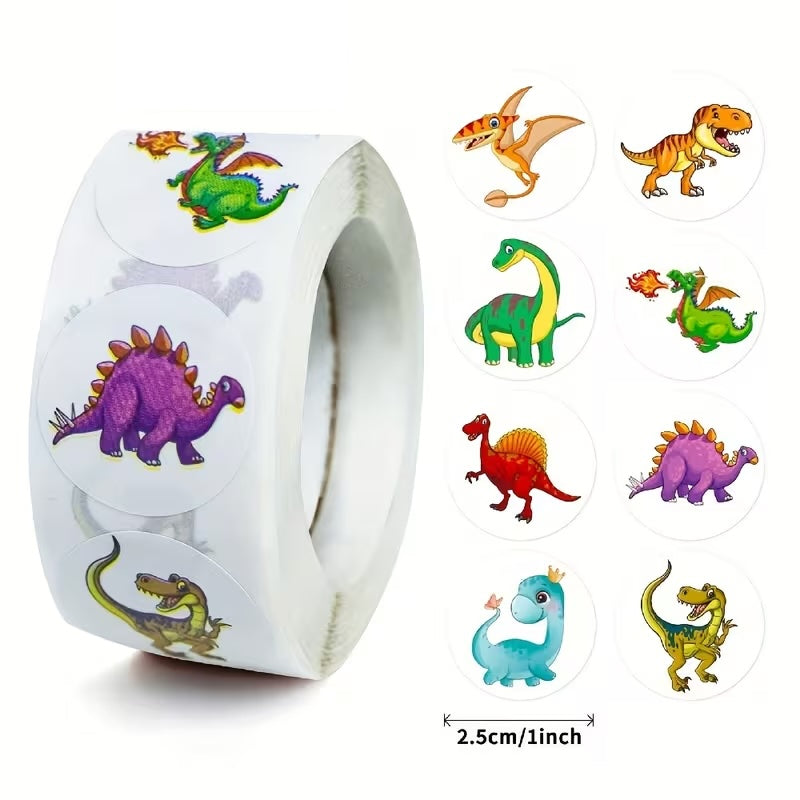 *NEW! Dinosaur 2 Stickers 500 on a roll - Colourful Teacher Merit Stickers