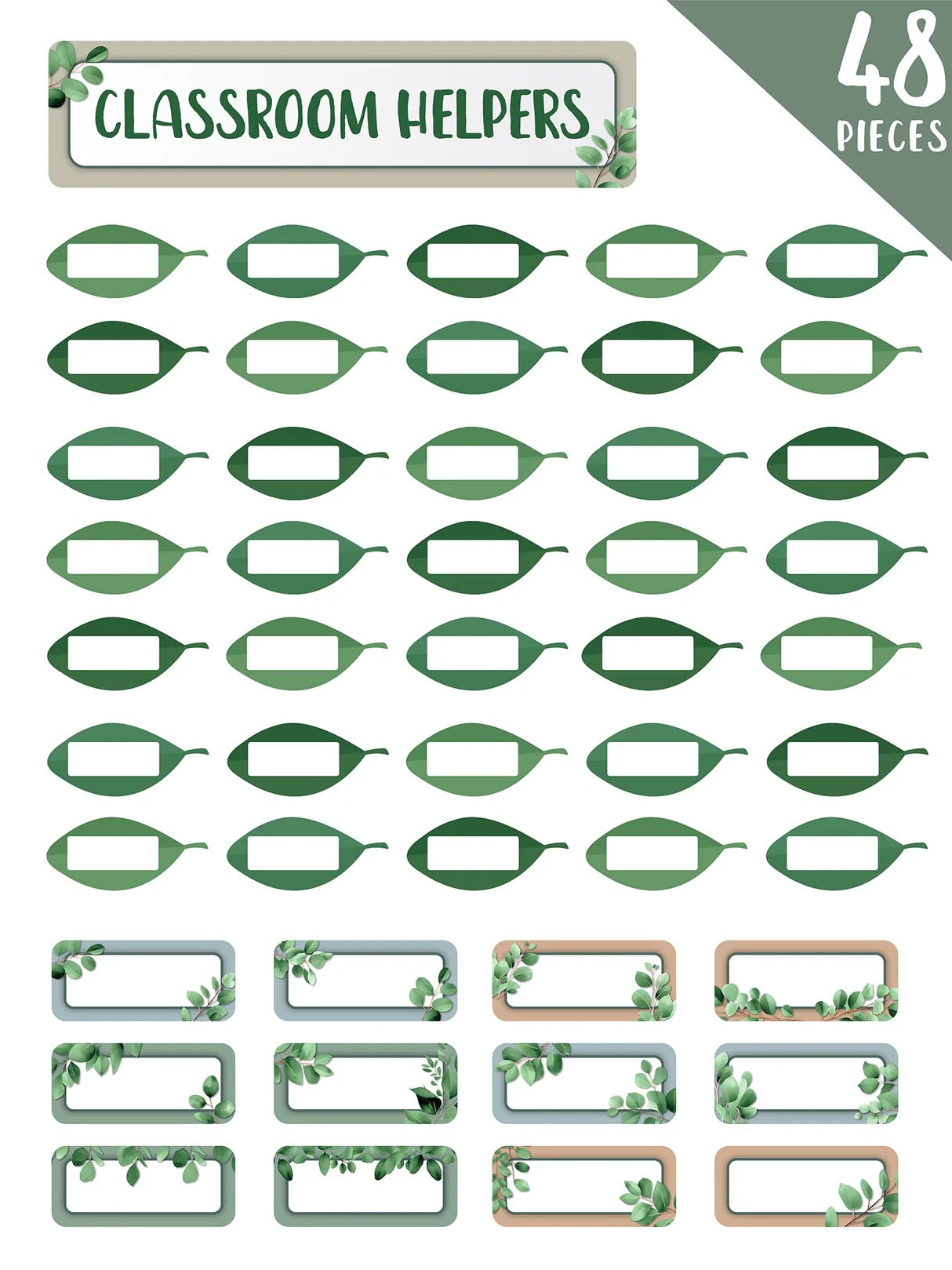 Eucalyptus Essentials Classroom Helpers Bulletin Board Set
