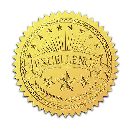 100 Pack Gold Foil Embossed EXCELLENCE Stars