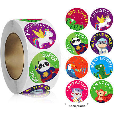 NEW! Fantastic Cute Animals Award Stickers 500 on a roll - Colourful Teacher Merit Stickers
