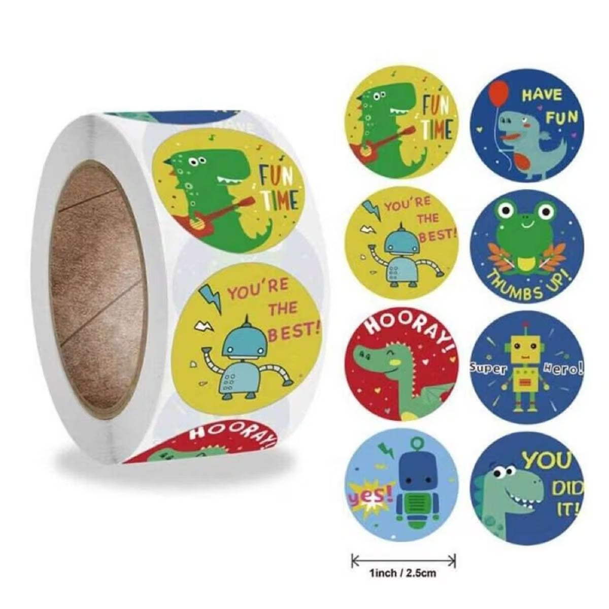 Fun Time Award Stickers 500 on a roll -  Colourful Teacher Merit Stickers